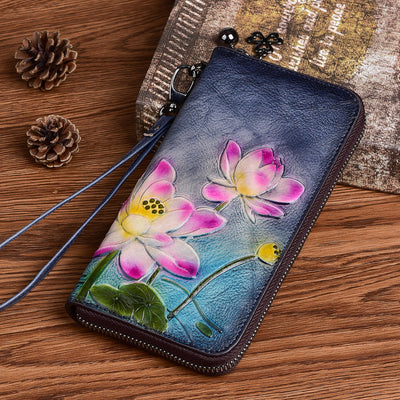 Monedero de Cuero Genuino con Cierre y Relieve Embossed para Mujer - Image 11