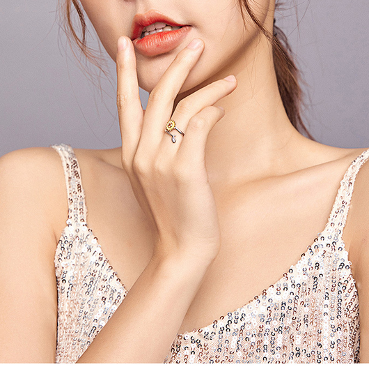 Anillo Ajustable Flor Margarita Plata Fina para Mujer - Image 14