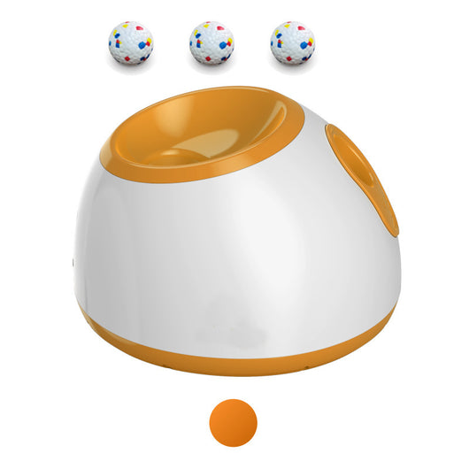 Orange and white pet intelligence ball dispenser with three foam balls, designed as a dog toy. - Image 5