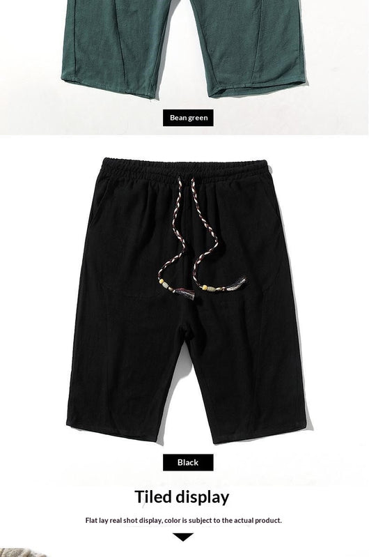 Pantalones Cortos de Lino Holgados para Hombre - Image 26
