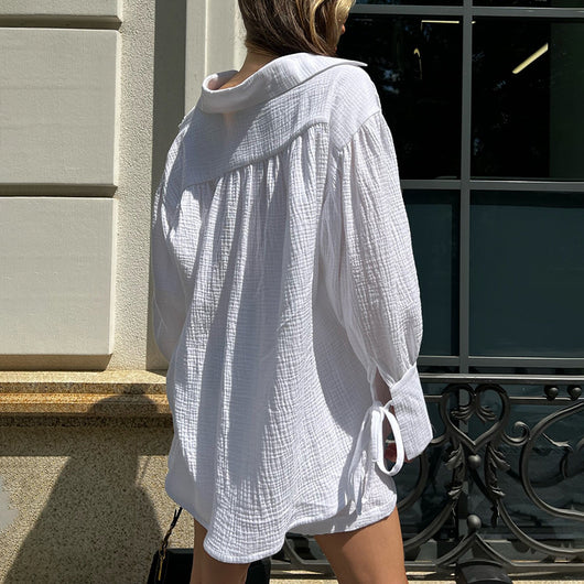 Conjunto de Dos Piezas: Blusa y Shorts de Algodón con Textura Arrugada - Image 4