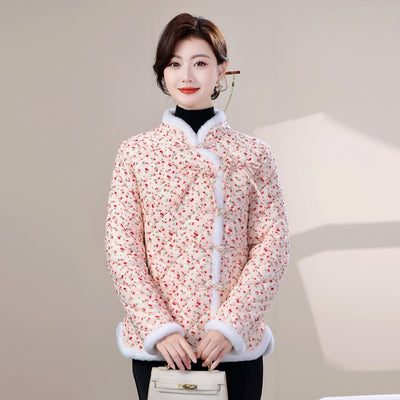 Chaqueta de Algodón Estilo Oriental con Cierre Diagonal e Impreso Floral - Image 4