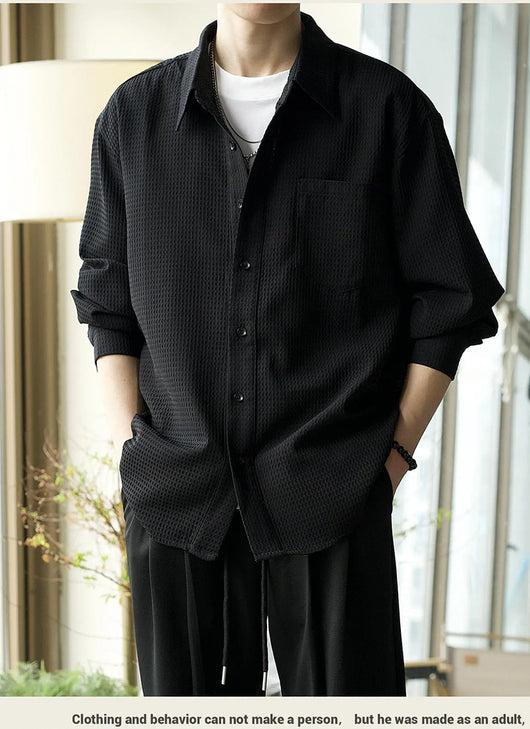 Camisa Polo Texturizada Suelta Casual para Hombre - Image 13