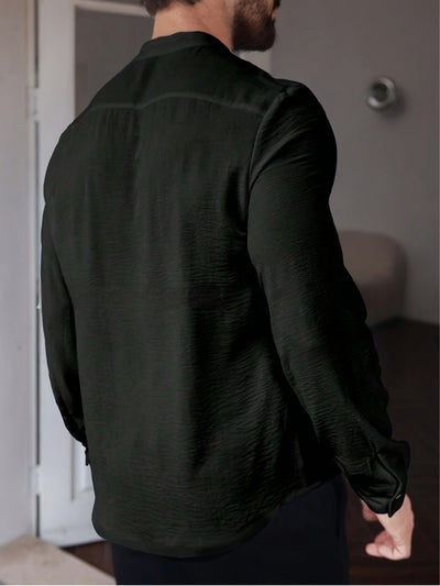 Camisa Manga Larga Plisada Personalizable para Hombre - Tela Suave y Cómoda - Image 12