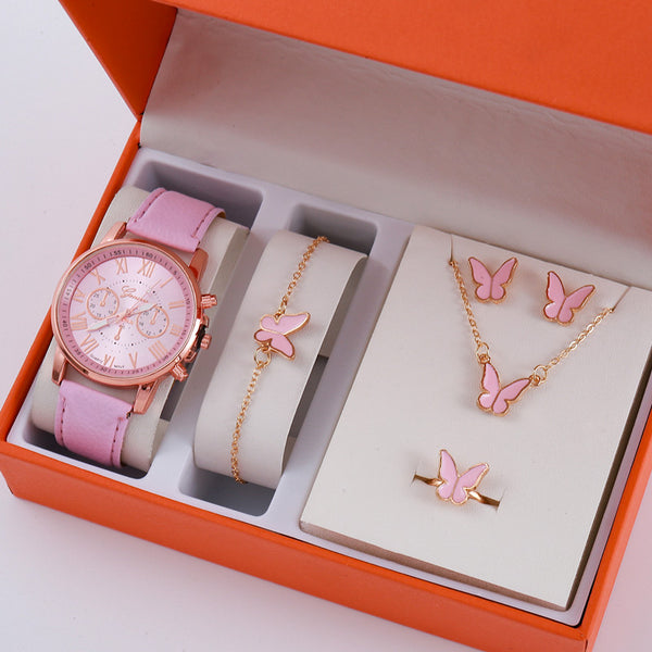 Conjunto de Reloj con Pulsera Graduada y Joyas para Mujer