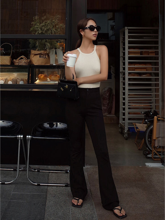 Pantalones Casuales Cintura Alta Slim para Mujer