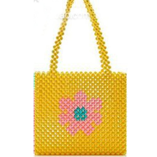 Bolsa Tejida con Patrones de Puzzle y Cuentas Decorativas - Image 15