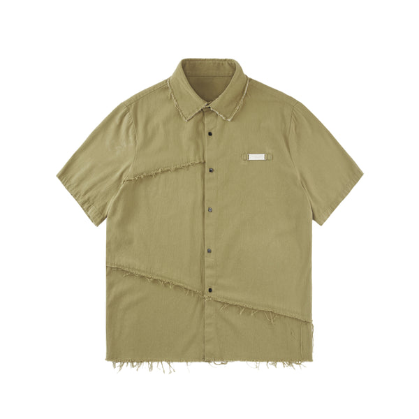 Camisa de Mezclilla Desteñida con Puños Deshilachados - Image 3