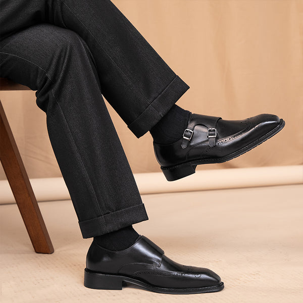 Zapatos de Cuero Británico con Punta Cuadrada Leisure