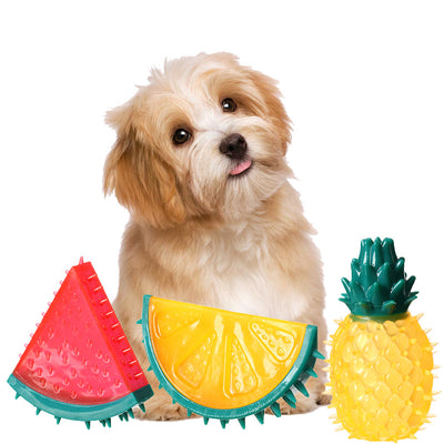 Juguete Masticable de Frutas Sonoras - Piña y Limón para Mascotas