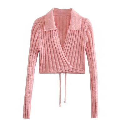 Cardigan Tejido Escote Profundo con Lazo - Manga Larga Ajustado para Mujer - Image 10