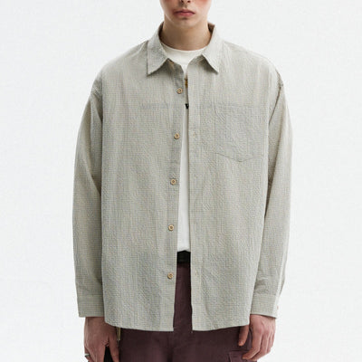 Camisa de Manga Larga Cuadros con Textura Burbuja para Hombre - Otoño - Image 7