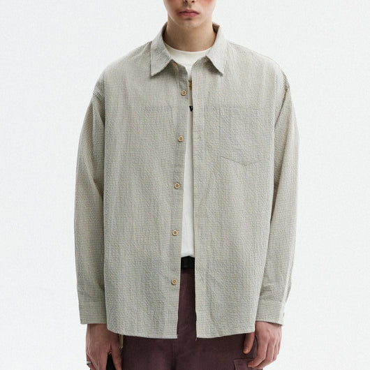 Camisa de Manga Larga Cuadros con Textura Burbuja para Hombre - Otoño - Image 7