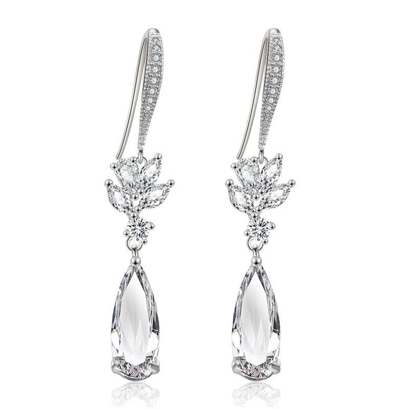 Aretes de Boda Gota de Agua Coreanos Largos