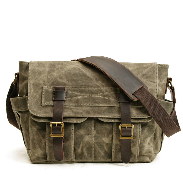 Bolsa Mensajera Retro para Hombre - Estilo Europeo Vintage con Compartimento para Laptop