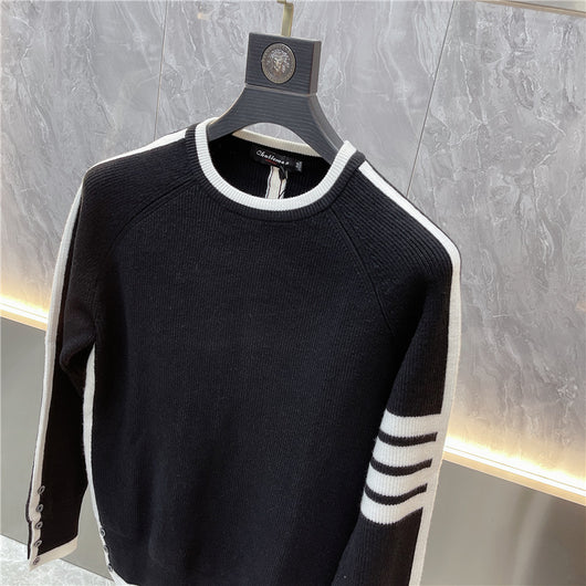 Suéter de Cuello Redondo a Rayas - Pullover Versátil para Hombre Joven - Image 26