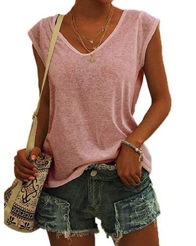 Blusa Suelta con Cuello en V - Diseño Minimalista Europeo y Americano para Mujer - Image 26