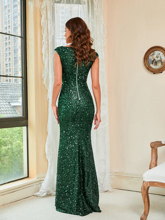 Vestido de Fiesta Cintura Media con Tirantes Verdes - Image 11