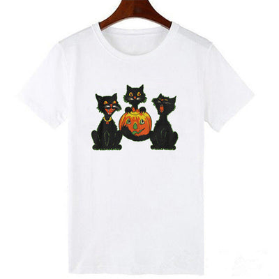 Camiseta Negra Estampado Patitas de Gato - Diseño Europeo Manga Corta - Image 2