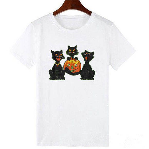 Camiseta Negra Estampado Patitas de Gato - Diseño Europeo Manga Corta