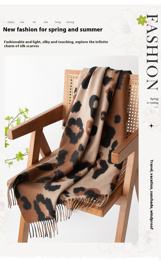Bufanda Estampado Leopardo Mujer Cashmere Artificial Elegante - Image 9