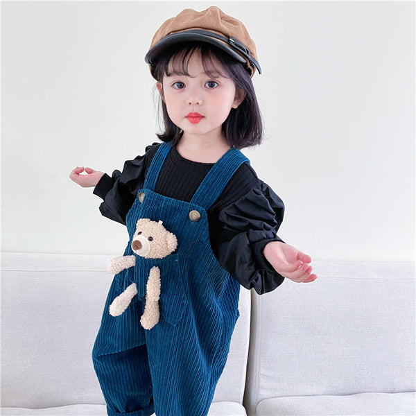 Overol de Pana Pocket Bear Versión Coreana para Niños y Niñas