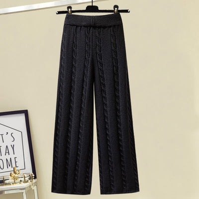 Conjunto Elegante: Suéter con Solapa y Pantalón Ancho Versátil - Image 12