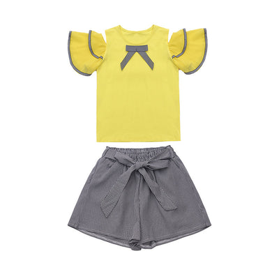 Conjunto Infantil Hombros Descubiertos - Blusa Corta y Short Moderno - Image 6