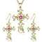 Fashion Alloy Cross Earrings Necklace Pendant Set Dorado suit