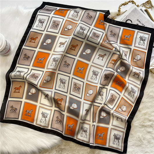 Pañuelo de Seda Cuadros 70cm - Diseño Elegante y Versátil para Mujer - Image 6