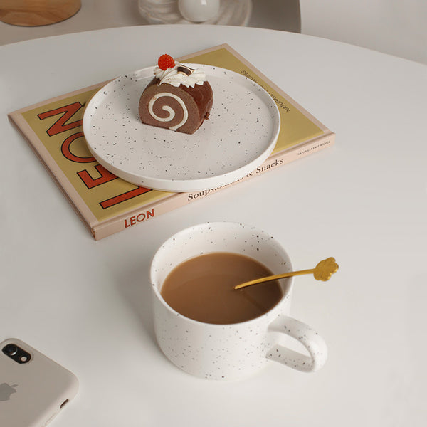 Taza de Café de Cerámica con Tapa y Cuchara
