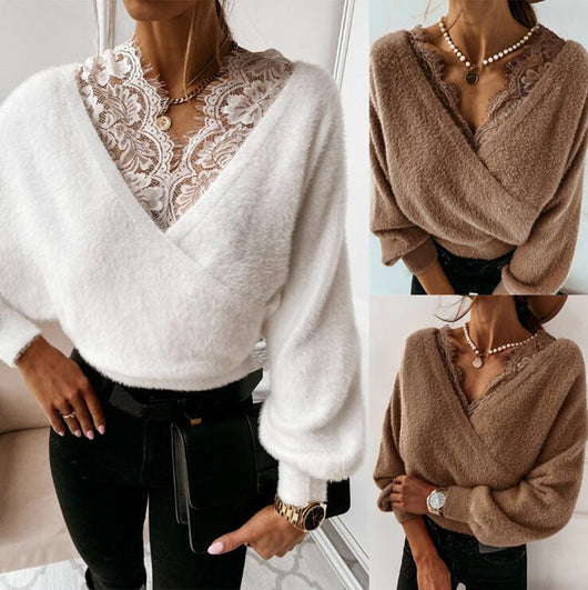 Blusa Térmica de Encaje en Colores Sólidos con Manga Larga - Image 13