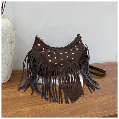 Bolsa Mensajera Retro Casual con Flecos y Remaches de Gran Capacidad - Image 25