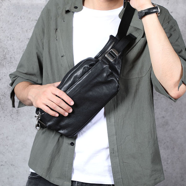 Mochila Bandolera de Cuero para Hombre - Bolso Cruzado Compacto