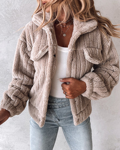 Cardigan Corto de Terciopelo con Rayas Hundidas y Solapa - Image 9