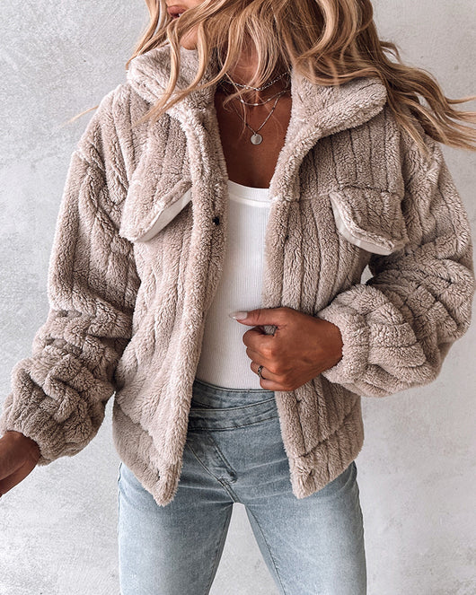 Cardigan Corto de Terciopelo con Rayas Hundidas y Solapa - Image 9