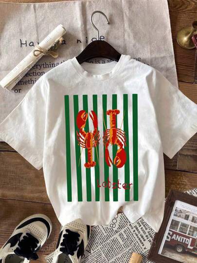 Camiseta Casual Cuello Redondo Estampa Langosta - Image 12