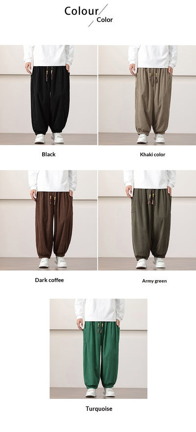 Pantalones Harem de Pana Otoño Estilo Chino para Hombre - Image 24