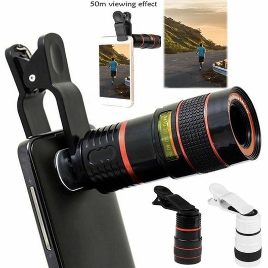 Lente Teleobjetivo 8X con Clip Universal para Smartphone