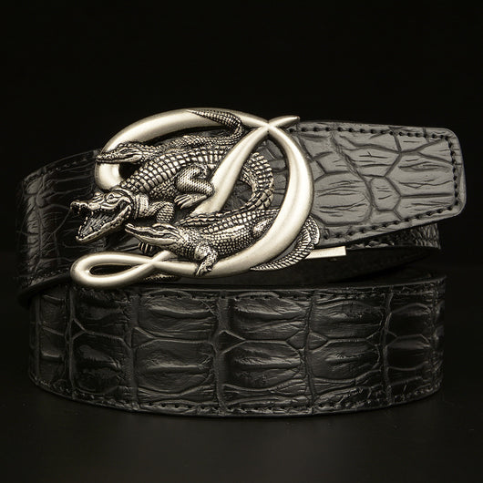 Cinturón de Cuero Genuino para Hombre con Hebilla Cocodrilo Automática - Image 21
