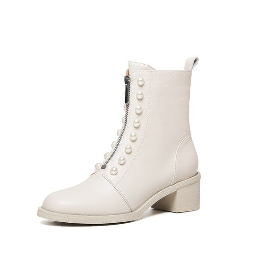Botines Cortos de Cuero para Mujer con Punta Redonda - Image 14
