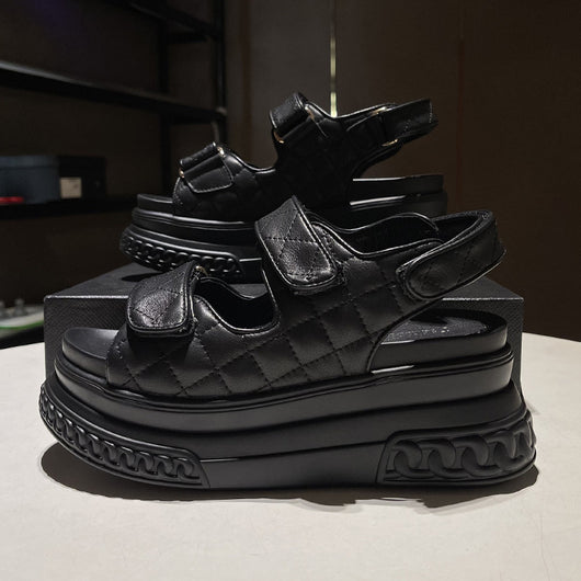 Sandalias Deportivas de Cuero Mujer Verde Plataforma Ligera - Image 2