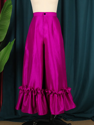 Pantalones Anchos de Cintura Alta con Volantes - Casual y Cómodo - Image 11