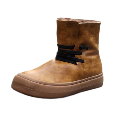 Botas de Cuero Genuino para Mujer con Punta Redonda Estilo Vintage - Image 13