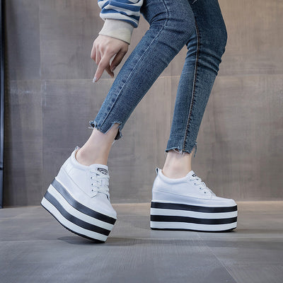 Zapatos Plataforma de Cuña con Cordones para Mujer en Piel - Image 4
