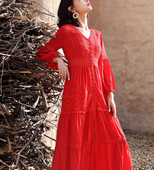 Vestido Retro de Verano con Escote V y Cintura Marcada para Mujer - Image 2
