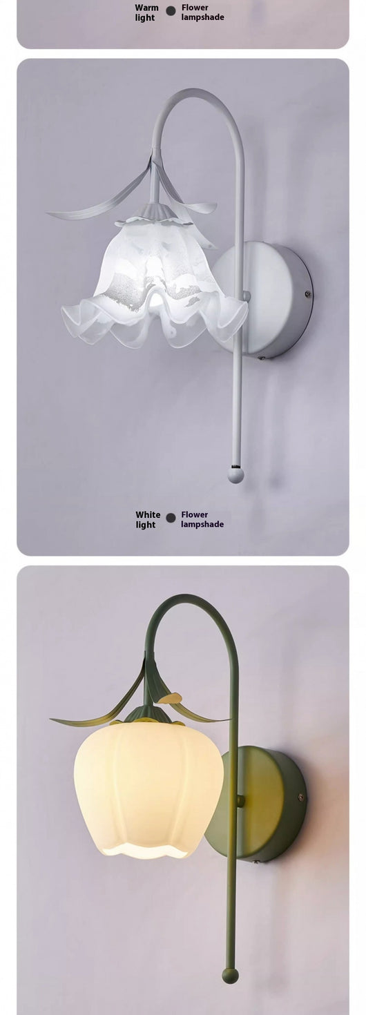 Lámpara de Pared Estilo Crema Flor de Orquídea para Mesita de Noche - Image 15