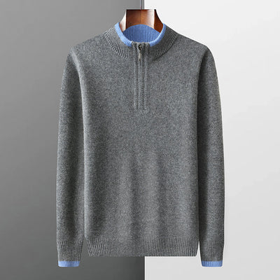 Suéter de Lana Gruesa para Hombre con Cuello Mock Neck Bicolor - Image 2