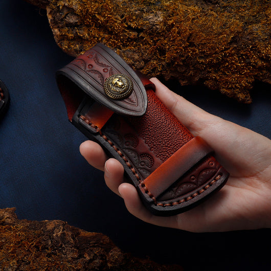 Funda Plegable de Cuero Grabado para Cuchillo de Bolsillo - Image 9