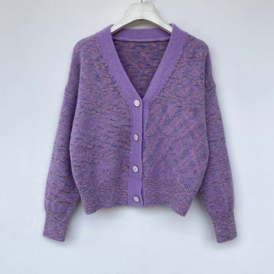Suéter Cardigan Largo Cuello V Mezcla de Colores Elegante - Image 2